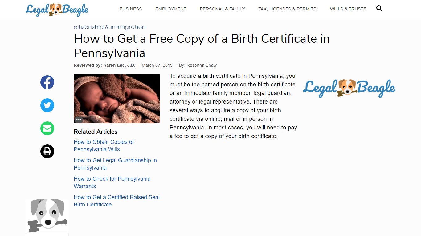 How to Get a Free Copy of a Birth Certificate in Pennsylvania